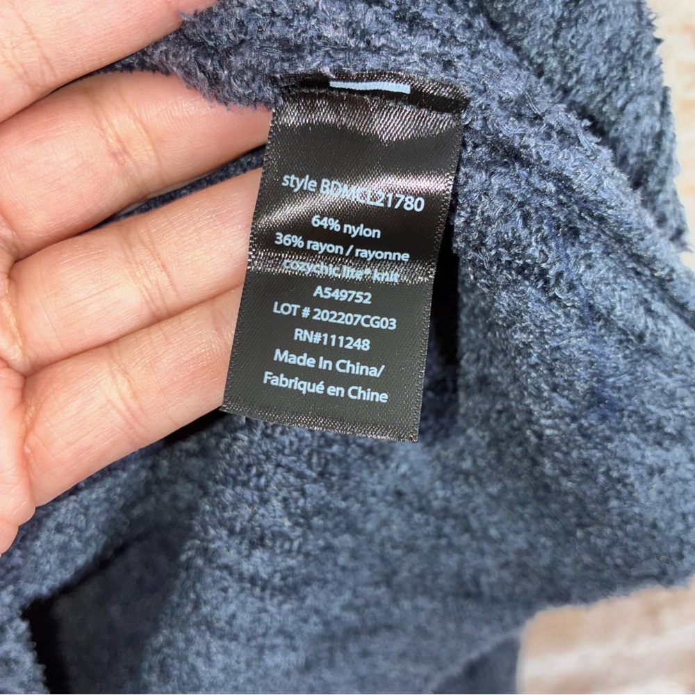 Barefoot Dreams Men's CozyChic Lite Cable Knit Hoodie Indigo Size Medium NEW - Picture 6 of 7
